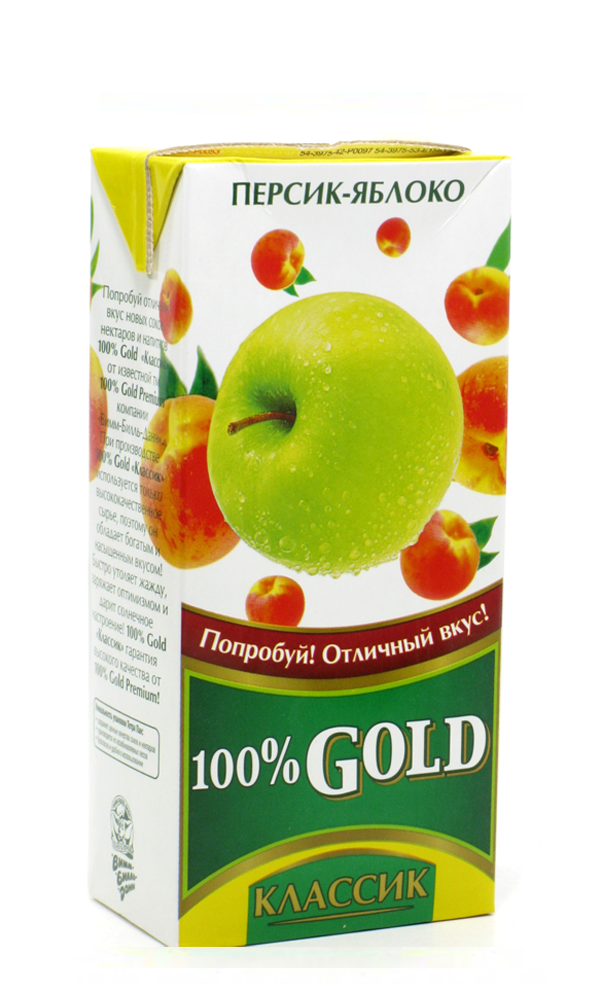 картинка 100% Gold Классик сок 1,93л яблоко-персик