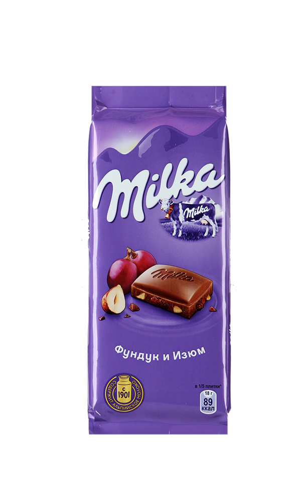 картинка Милка Шоколад 90г. Изюм-Фундук (384)