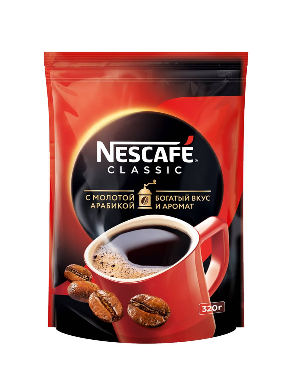 картинка Nescafe Classic Нескафе Классик Кофе растворимый 320 гр мягкая упаковка