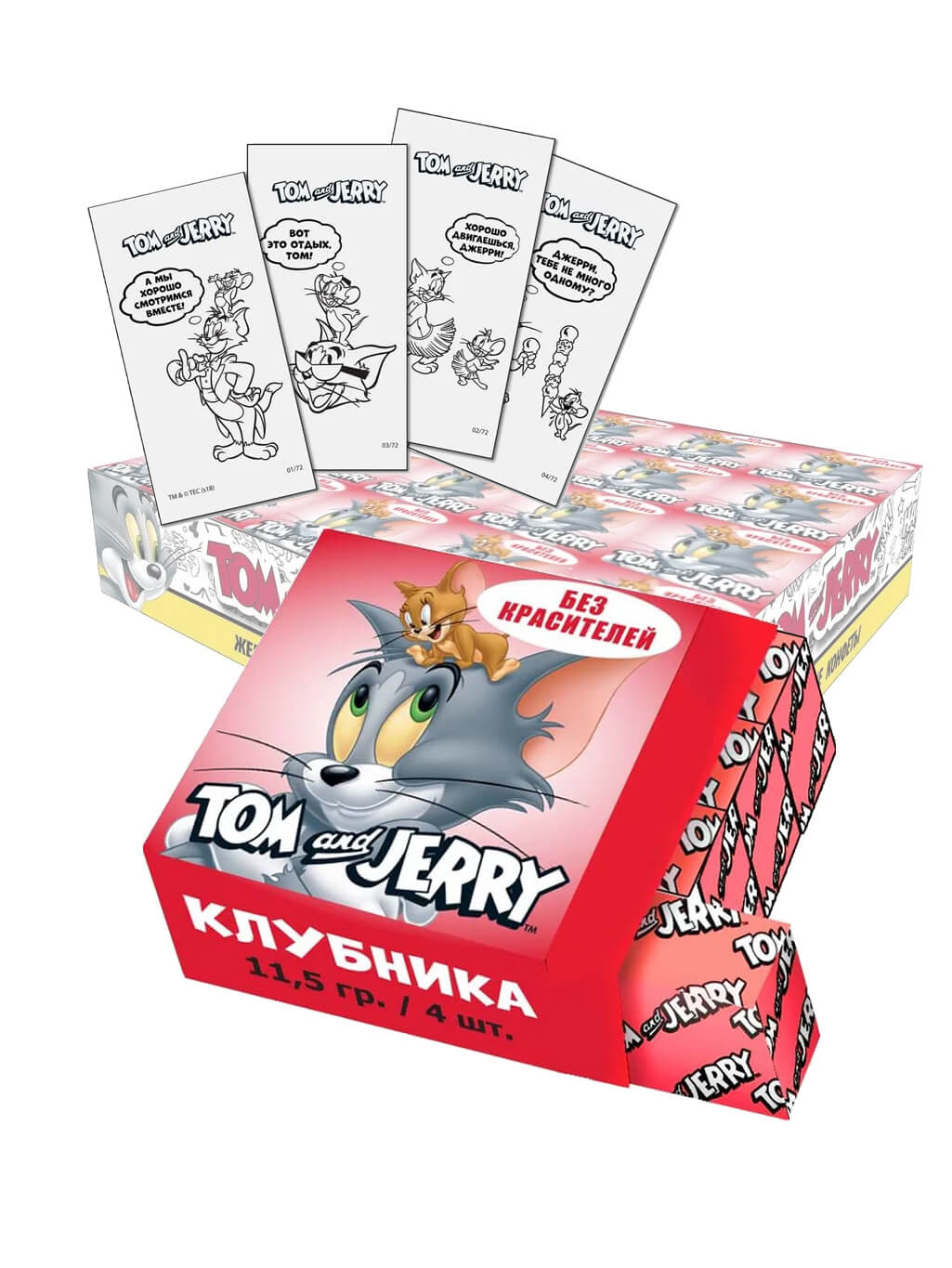 картинка Tom and Jerry конфеты жевательные со вкусом Клубника 18*40*11.5г шоу-бокс