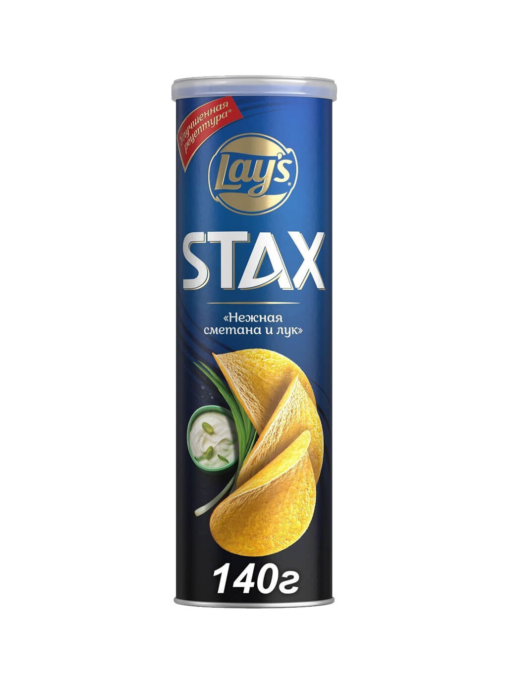 картинка Лэйс Lay's Stax Стакс чипсы картофельные Нежная сметана и лук 140 гр туба