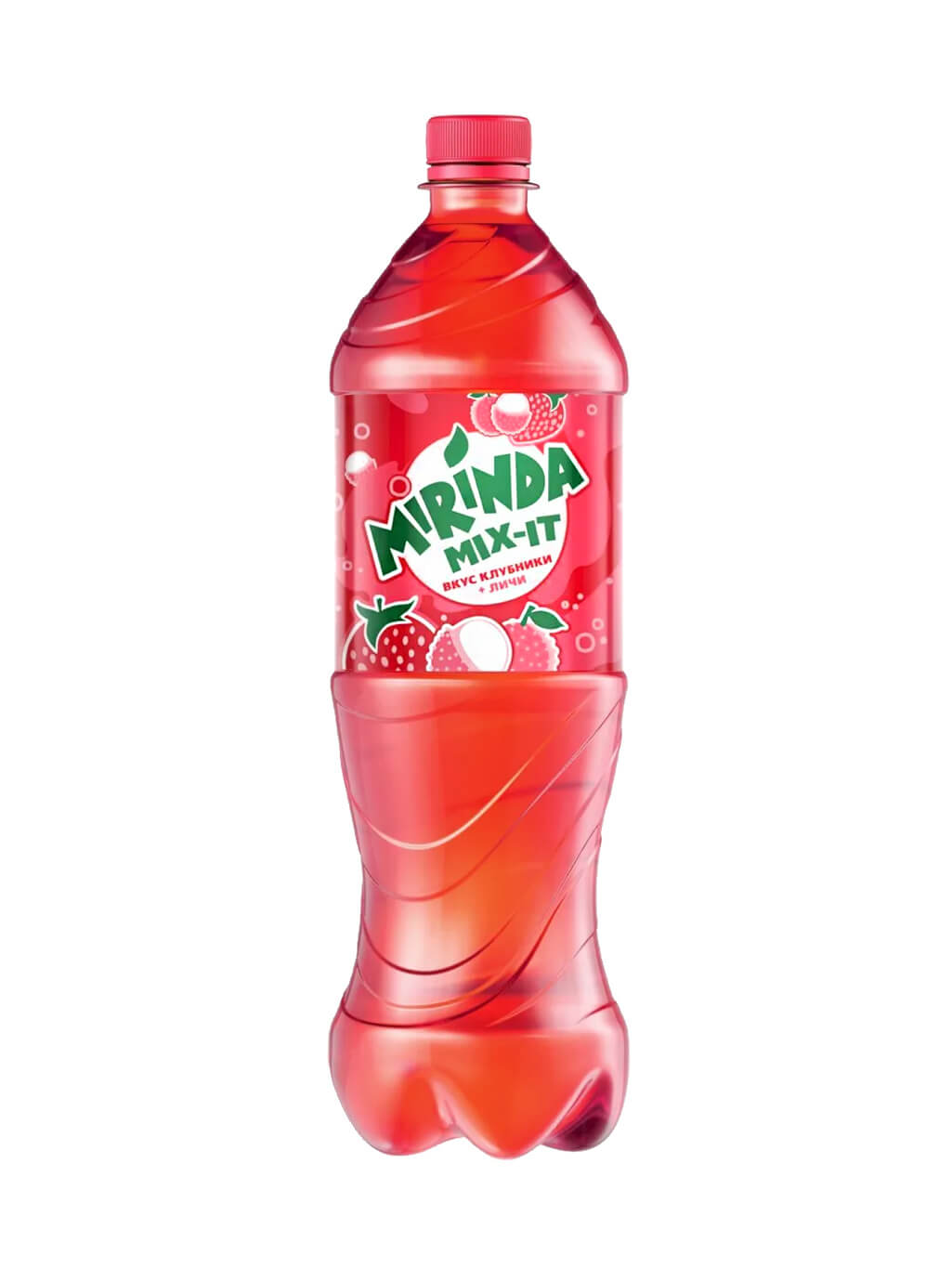 картинка Mirinda Mix-It Миринда Микс-Ит Клубника и Личи напиток сильногазированный 1 л ПЭТ (12 штук)