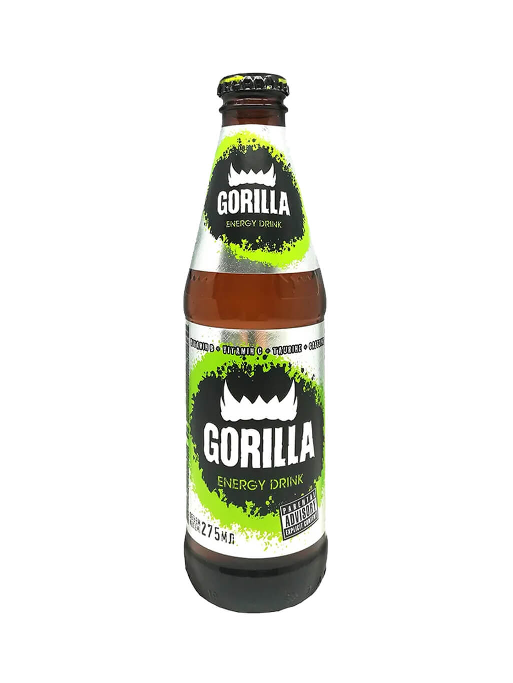 картинка Горилла стекло 275 мл зеленый Gorilla Energy Drink оригинальный энергетический напиток (24 штуки)