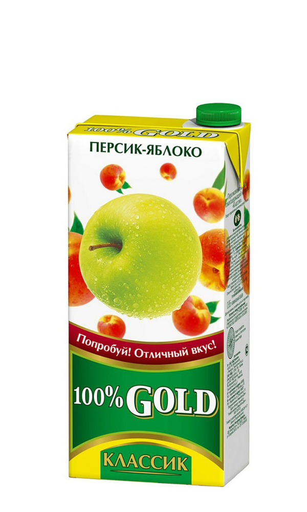 картинка 100% Gold Классик сок 0,95л персик-яблоко