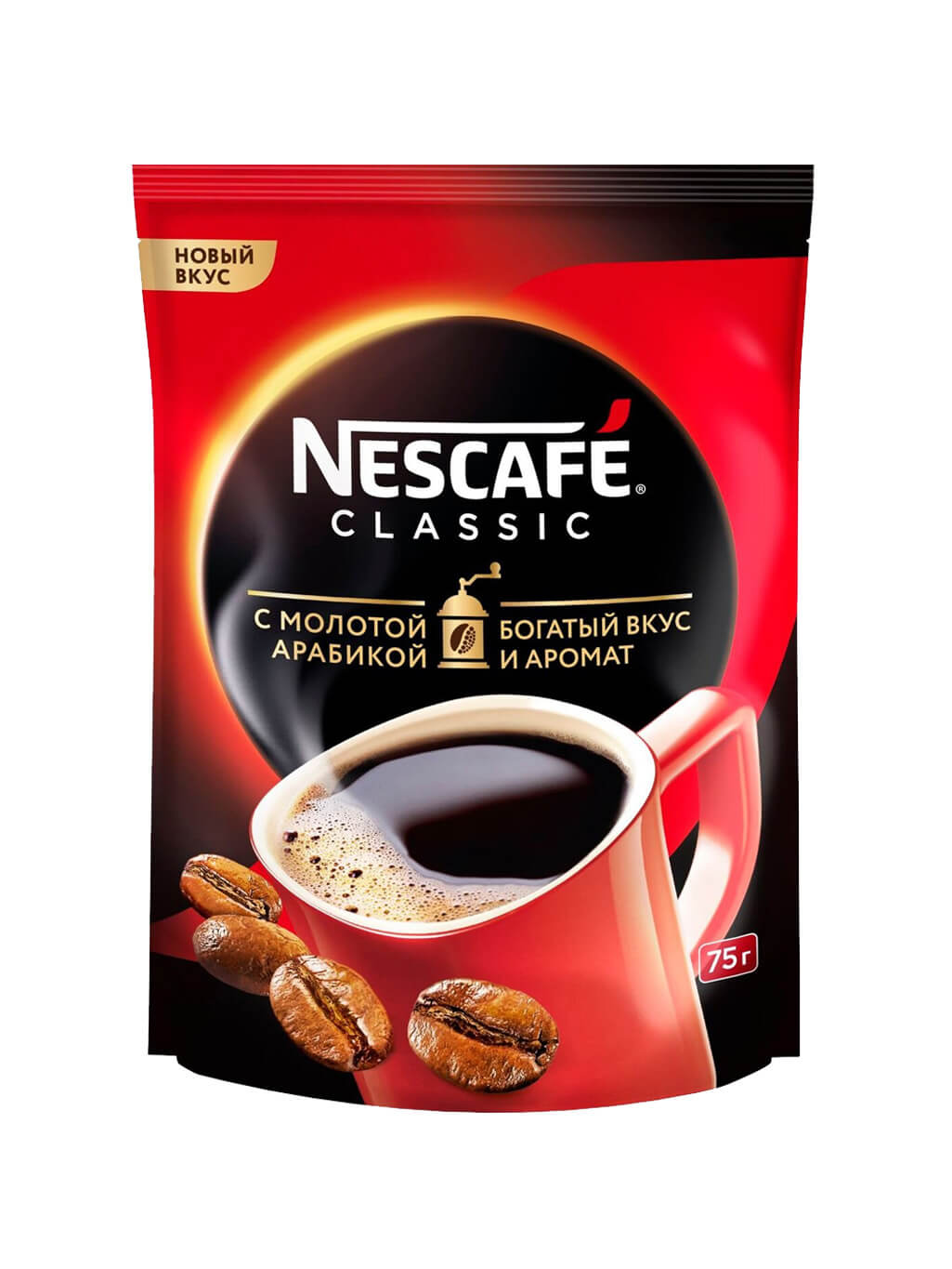 картинка Nescafe Classic Нескафе Классик Кофе растворимый 75 гр мягкая упаковка
