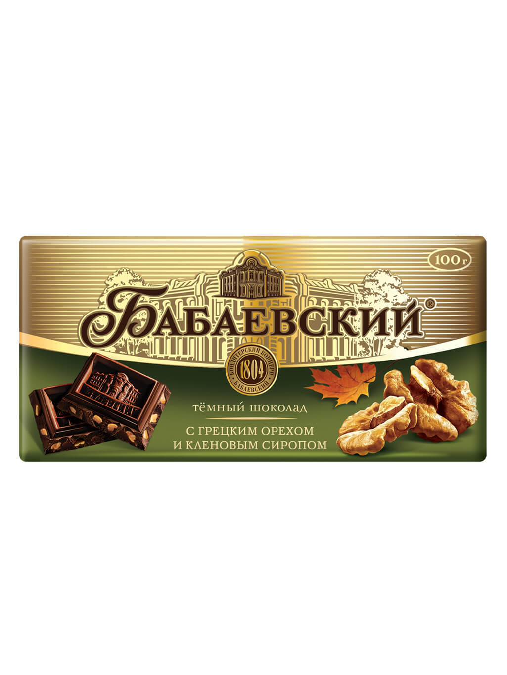 картинка Шоколад темный Бабаевский с Грецким орехом и кленовым сиропом плитка 100 гр
