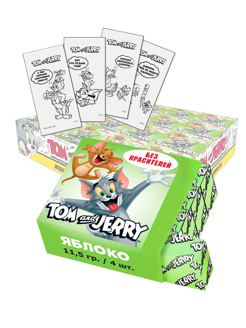 картинка Tom and Jerry конфеты жевательные со вкусом Яблоко 18*40*11.5г шоу-бокс