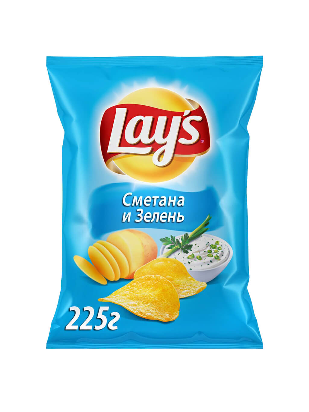 картинка Лэйс Lay's чипсы картофельные Сметана и зелень 225 гр