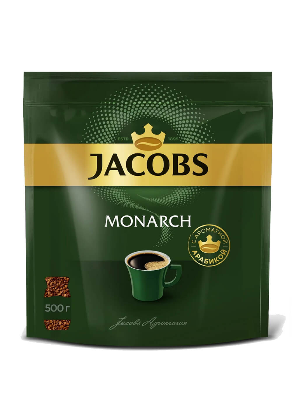 картинка Jacobs MONARCH Якобс МОНАРХ Кофе растворимый 500 гр пакет