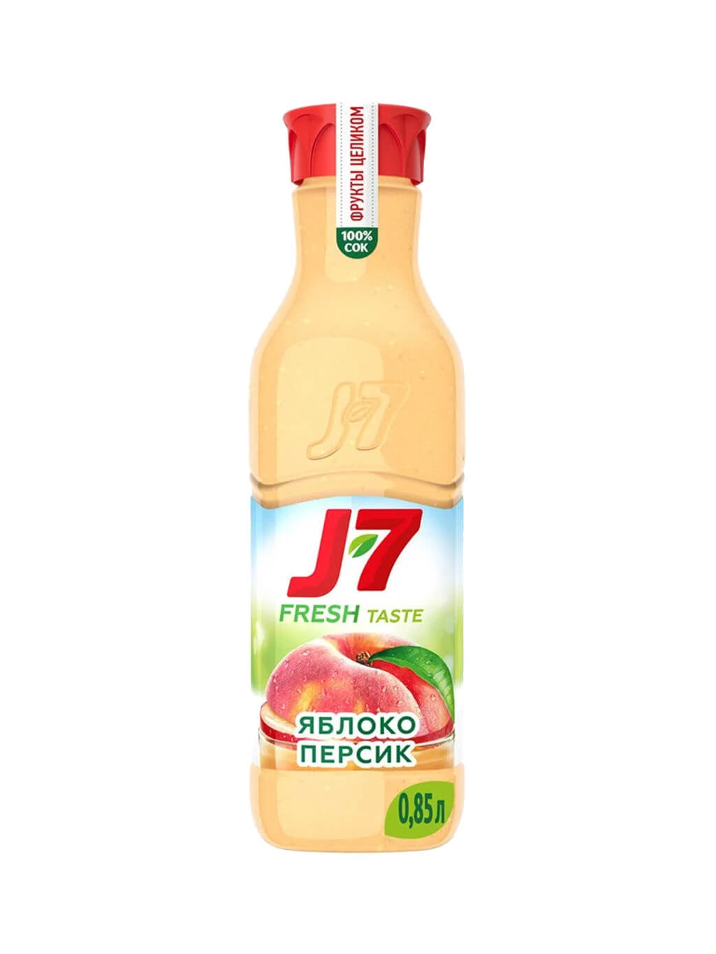 картинка Сок J7 Fresh taste Яблоко персик с мякотью без сахара 0,85 л ПЭТ