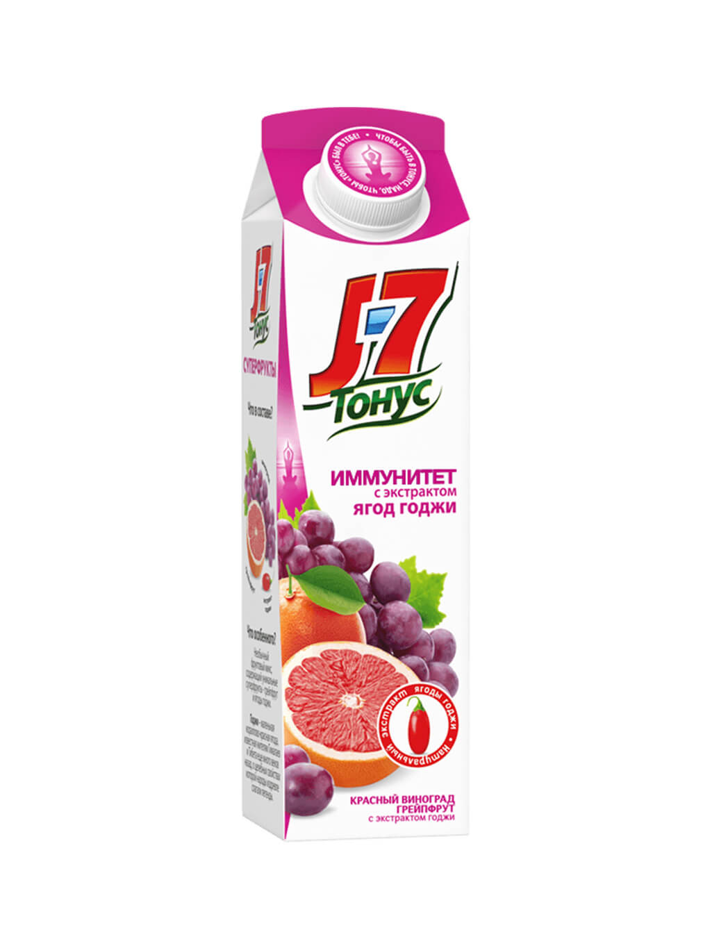 картинка Напиток сокосодержащий J7 Иммунитет с экстрактом ягод годжи Красный виноград-Грейпфрут 900 мл т/пак