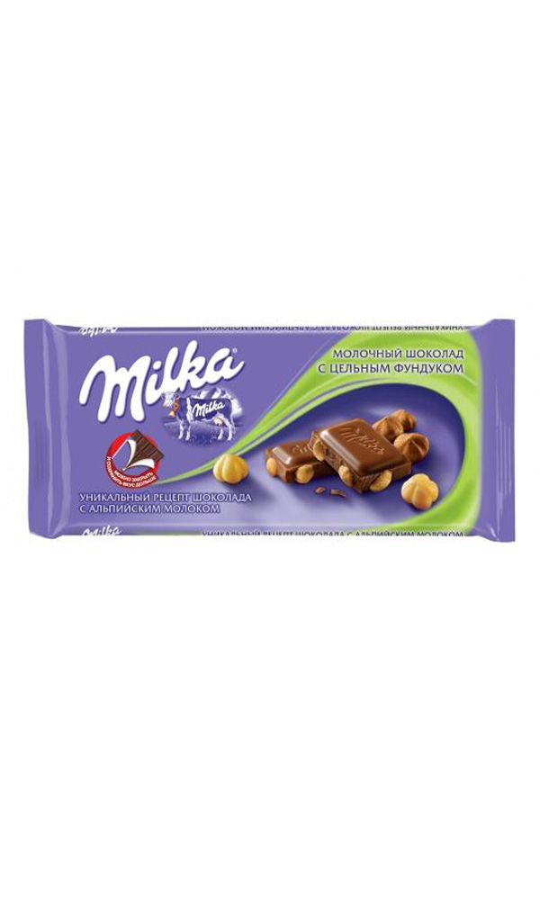 картинка Милка Шоколад  90г.  Цельный Фундук (323) 