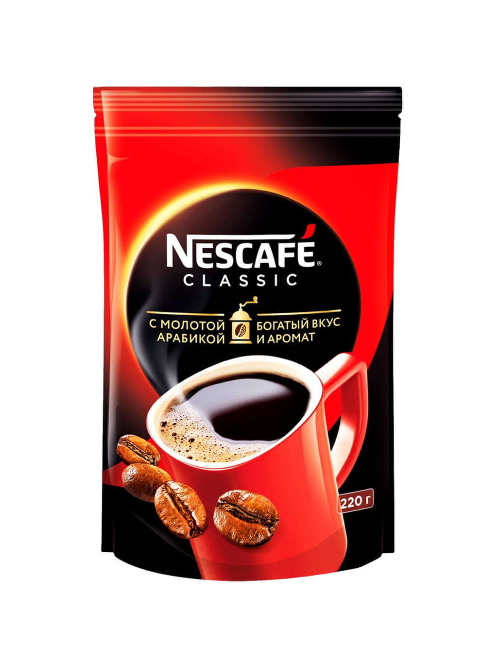 картинка Nescafe Classic Нескафе Классик Кофе растворимый 220 гр мягкая упаковка