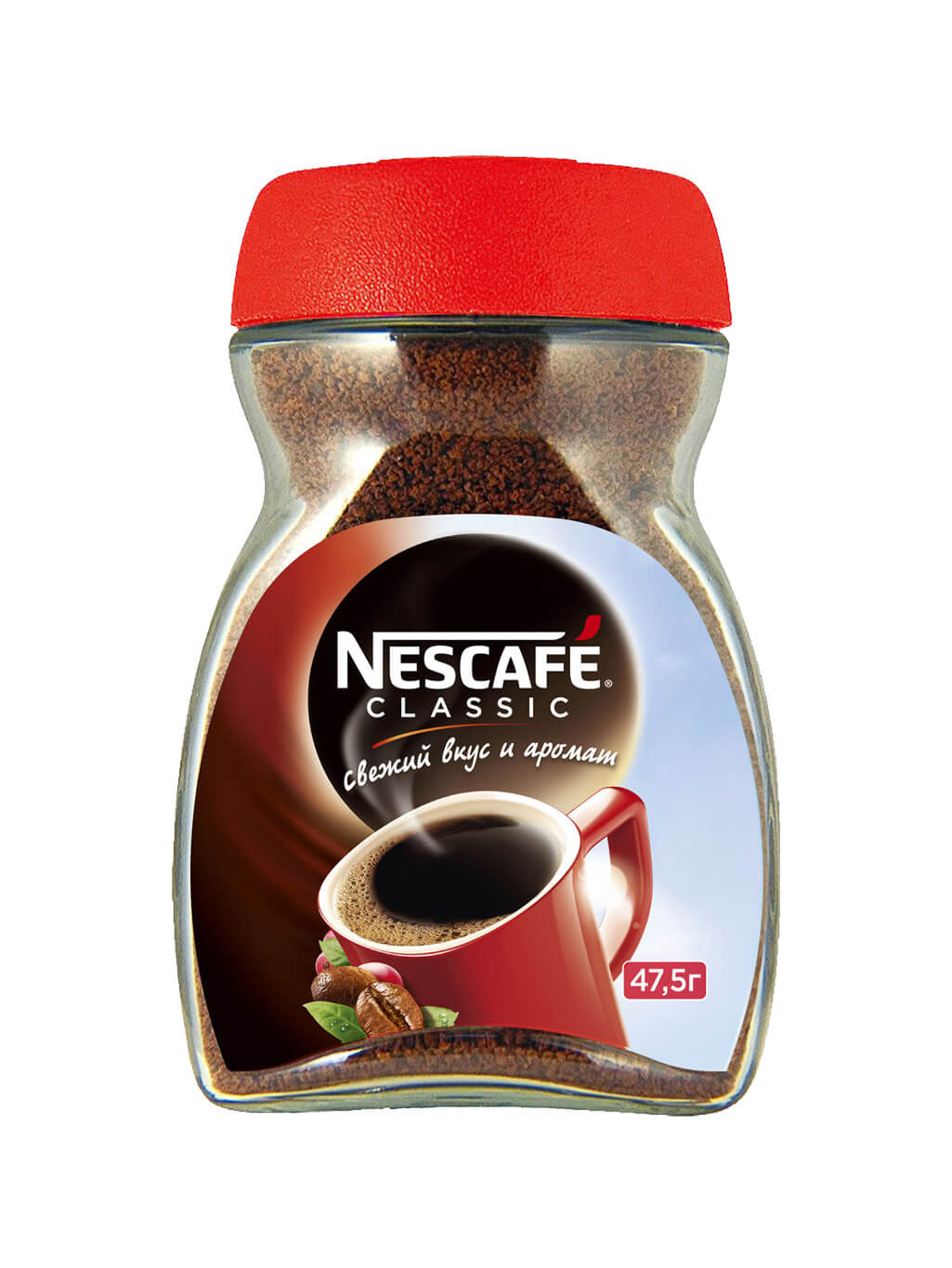 картинка Nescafe Classic Нескафе Классик Кофе растворимый 47,5 гр стеклянная банка